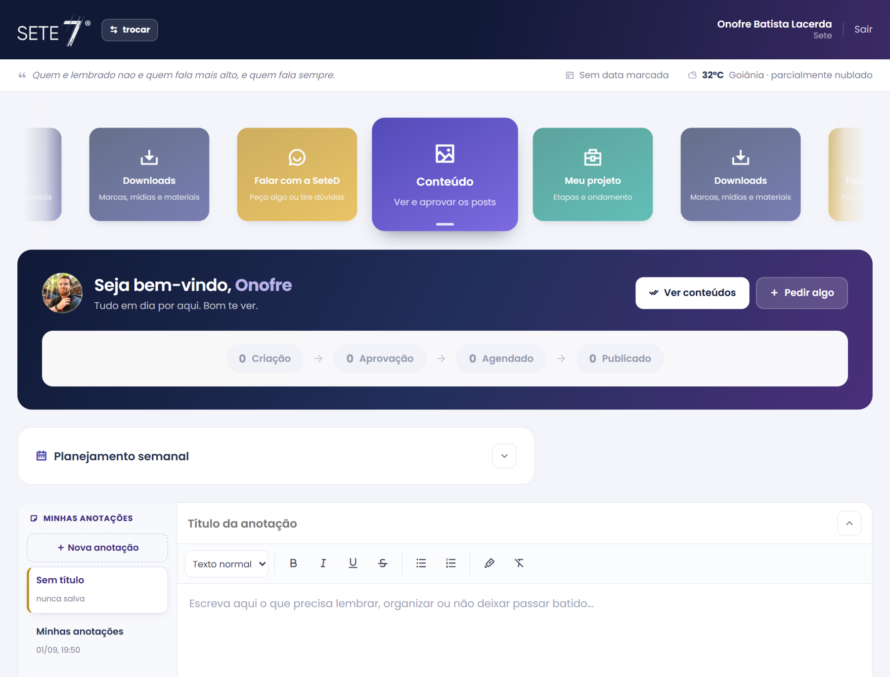 Portal do cliente Studio SeteD